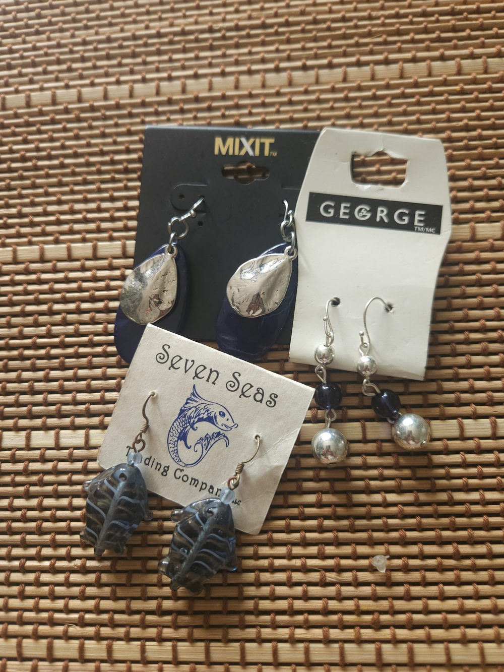 Mixit and George Assorted Drop Earrings - Navy, Silver, Gray